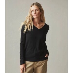 NWOT American Giant Womens Premium Slub Long Sleeve V-Neck T-Shirt Top S Black